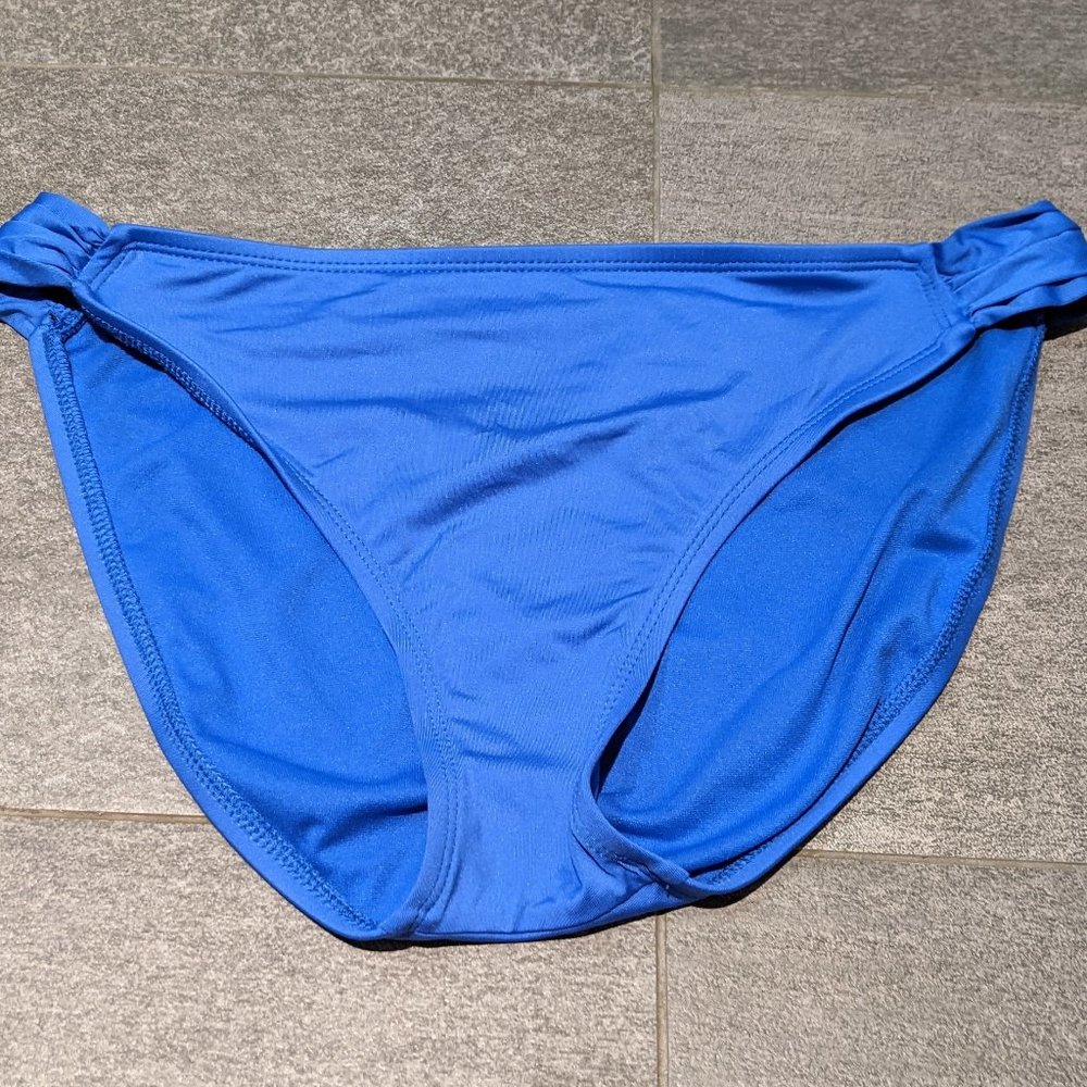 Blue Ruched Sides Bikini Bottoms